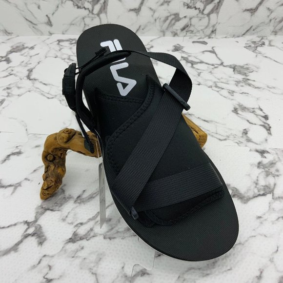 Men’s Fila Sol-Slide V2 Black | White Sandals NWT